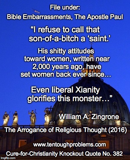 Knockout Quote No 382, Zingrone, I refuse to call that son-of-a-bitch a saint